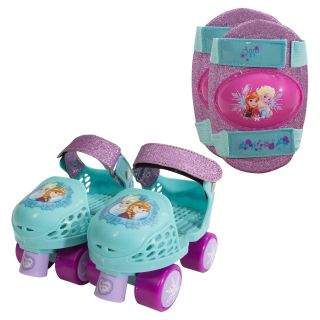 Playwheels Disney Frozen Kids Glitter Roller Skate Junior Size 6 12 with Knee Pads   Scooters, Skateboards & Skates