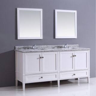 Castlemore 72 inch White Bathroom Vanity with Giallo White Granite Top