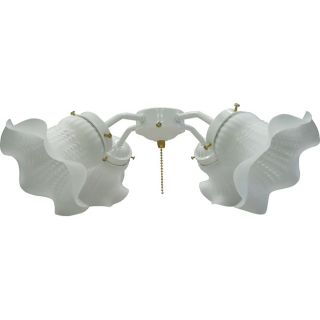 Four Light White Tulip Glass Ceiling Fan Light Kit  