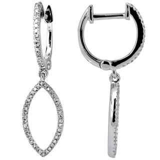 14k White Gold 1/5ct TDW Micropave Diamond Marquise Dangle Earrings (I