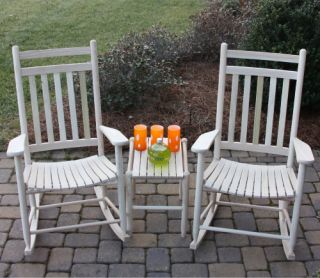 Dixie Seating 3 pc. Slat Rocking Chair Set with Side Table   Unfinished   Outdoor Rocking Chairs