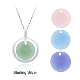 Glitzy Rocks Sterling Silver Jade Interchangeable Necklace