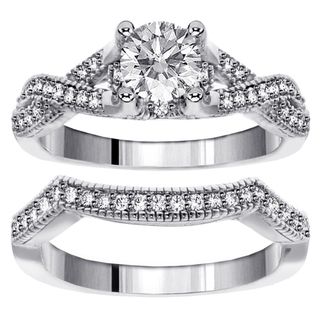 14k White Gold 1 1/6ct TDW Diamond Braided Bridal Ring Set (F G, SI1