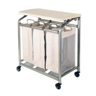 Seville Classics 3 Bag Laundry Sorter with Folding Table WEB182