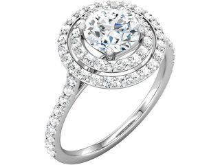 2.16 carat Round brilliant diamonds flower style engagement ring gold white 14K
