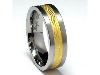 6MM 14K Gold plated Titanium Ring Wedding Band