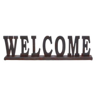 Woodland Imports Wooden Table Top Welcome Sign   29W x 8H in.   Sculptures & Figurines