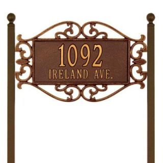 Whitehall Products Lewis Fretwork Rectangular Antique Copper Standard Lawn Two Line Address Plaque 5525AC