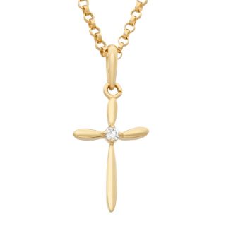 Junior Jewels 14k Gold Cubic Zirconia Cross Pendant Necklace With Gold