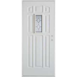 Stanley Doors 32 in. x 80 in. Geometric Patina Rectangular Lite 9 Panel Prefinished White Left Hand Inswing Steel Prehung Front Door 1102T T 32 L P