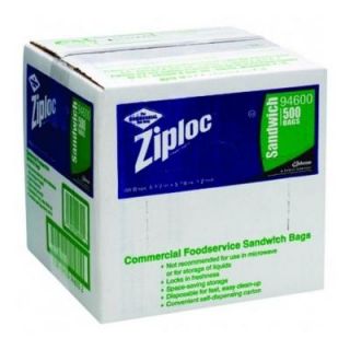 Ziploc Commercial Foodservice Sandwich Bags, 1.2 Mil, 6 1/2 in. x 6 in., Write On Panel, 500 Per Case DRK 94600