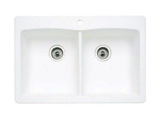 Blanco 440221 Diamond Equal Double Bowl Silgranit II Drop In Kitchen Sink   White