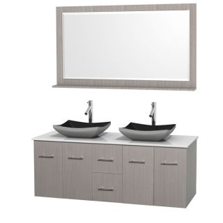 Wyndham Collection Centra 60 inch Double Bathroom Vanity in Grey Oak