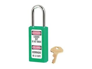 Lockout Padlock, Keyed Alike, Green, 1/4 In., PK3