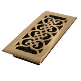 Decor Grates 2 1/4 in. x 12 in. Bright Solid Brass Scroll Floor Register HS212
