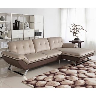 Bella 2 piece Contemporary Cappuccino Fabric Sectional Sofa Set