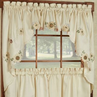 Sweet Home Collection Sunflower Embroidered Kitchen 30 Swag Valance