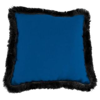 Jordan Manufacturing Sunbrella Canvas Navy Square Outdoor Throw Pillow with Black Fringe DP980P1 874F17