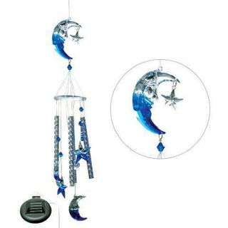 Solar powered Color changing Moon Face Star Wind Chime  