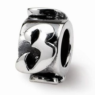 Sterling Silver Reflections Number 3 Message Bead