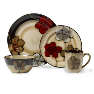 Pfaltzgraff Everyday Painted Poppies 16 Piece Dinnerware Set