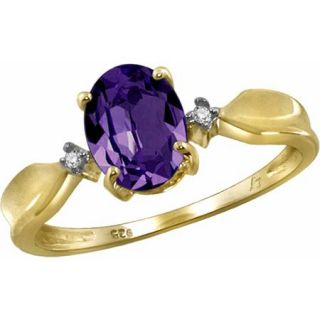 JewelersClub 1.35 Carat Amethyst Gemstone and Accent White Diamond Ring