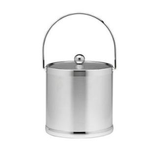 Kraftware Americano 3 qt. Brushed Chrome Ice Bucket with Bale Handle and Metal Cover 70492