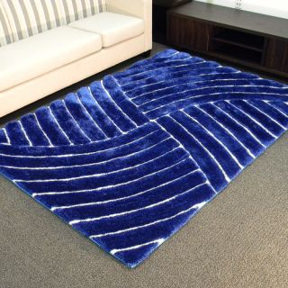 Shaggy Blue Abstract Wave Area Rug by DonnieAnn Company