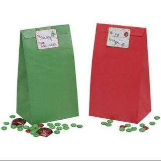 Pack of 144 Red and Green Christmas Party Paper Favor Bags with Gift Tag Seals