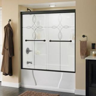 Delta Phoebe 59 3/8 in. x 58 1/8 in. Semi Frameless Sliding Tub Door in Bronze with Tranquility Glass 170485