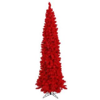 10' Flocked Cardinal Red Pine Pencil Artificial Christmas Tree   Unlit