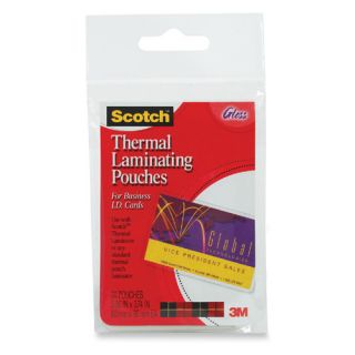3M Scotch Business Card Size Thermal Laminating Pouches, 20/Pack
