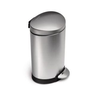 simplehuman 6 l Fingerprint Proof Brushed Stainless Steel Semi Round Mini Step On Trash Can CW1834