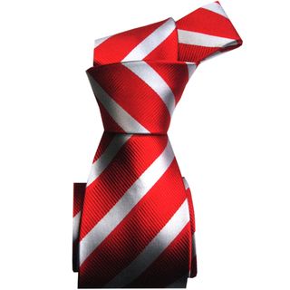 Dmitry Mens Italian Red Striped Silk Tie