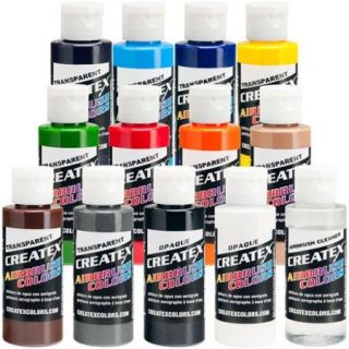 Createx 12 COLOR SET Transparent Airbrush Paint Colors