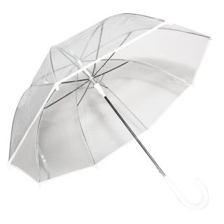 Elite Rain Umbrella Auto Open Clear Umbrella   White   Travel Accessories
