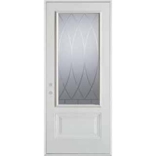 Stanley Doors 36 in. x 80 in. V Groove 3/4 Lite 1 Panel Prefinished White Right Hand Inswing Steel Prehung Front Door 3050E Z 36 R