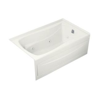 KOHLER Mariposa 5 ft. Whirlpool Tub with Integral Apron Right Hand Drain and Heater in White K 1239 HR 0