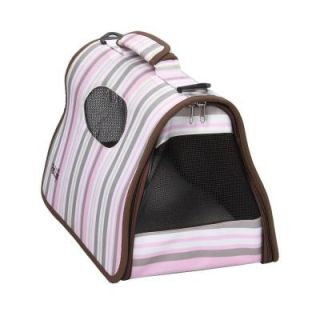 PET LIFE Airline Approved Zippered Stripe Folding Cage Carrier   Medium B8DSMD