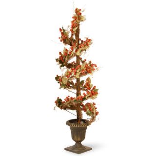 Berry and Leaf Vine Round Topiary Tree in Urn