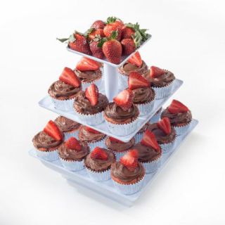 Chef Buddy 3 Tier Collapsible Dessert Stand, White