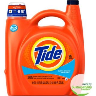 Tide Clean Breeze Scent HE Turbo Clean Liquid Laundry Detergent, 96 Loads 150 oz