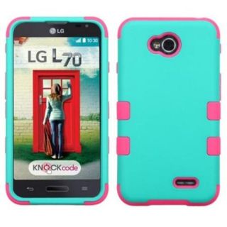 Insten Teal Green/Electric Pink TUFF Hybrid Phone Hard Premium Case For LG Optimus L70 Exceed 2