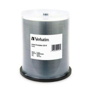 Verbatim 95256 Cd r, 52x, 700mb/80min, Inkjet Printable, 100/pk, Silver (ver95256)