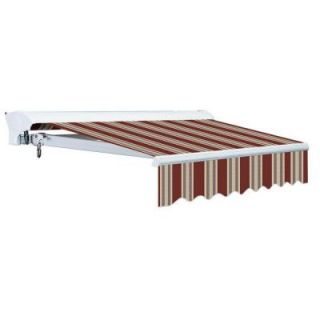 Advaning 14 ft. Luxury L Series Semi Cassette Manual Retractable Patio Awning (118 in. Projection) in Brick Red/Beige Stripes MA1410 A430H2