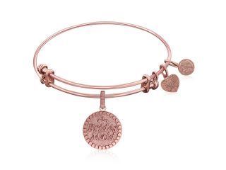 Expandable Bangle in Pink Tone Brass with Brides Maid Symbol