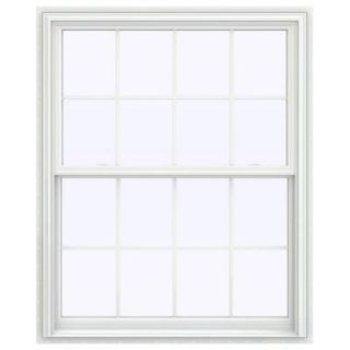 JELD WEN 43.5 in. x 59.5 in. V 2500 Series Double Hung Vinyl Window with Grids   White THDJW144401051