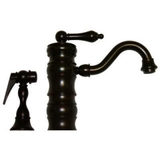 Whitehaus Collection Vintage III Single Lever Handle with Short Traditional Spout Side Sprayer Kitchen Faucet in Oil Rubbed Bronze WHVEG3 1098 ORB