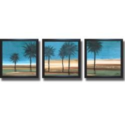 Patricia Pinto Coastal Palms I, II, and III Framed 3 piece Canvas