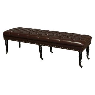 Hastings Brown Tufted Bonded Leather Ottoman Bench   Foggy Brown